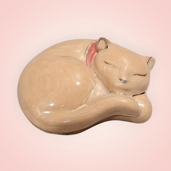 RARE Estee Lauder Beautiful Sleeping Kitten Solid Perfume Compact - Picture 1 of 6